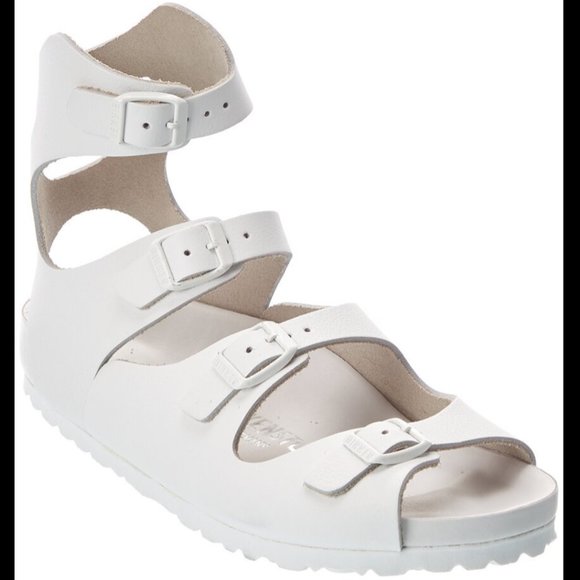 Birkenstock Athens White Leather Caged Gladiator Sandals Narrow Fit - Picture 1 of 16
